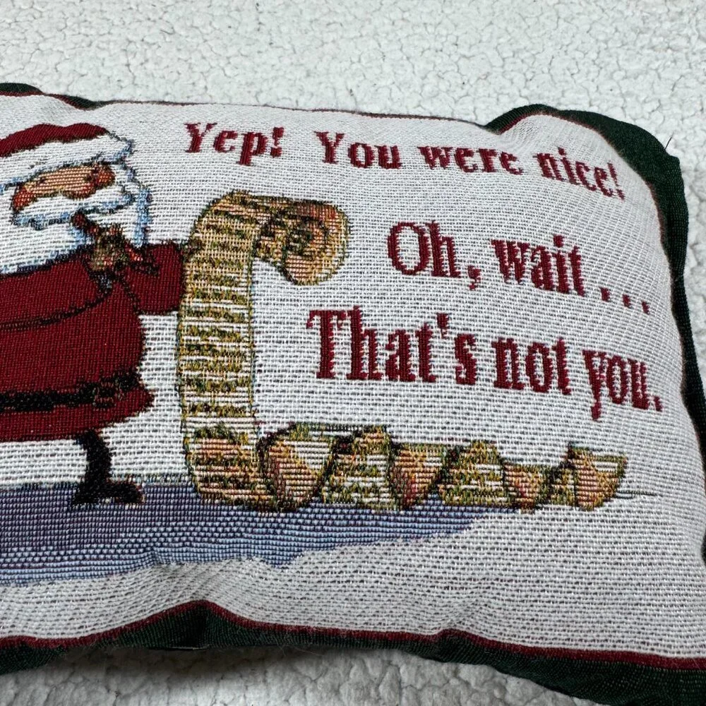Christmas Santa Humor Tapestry Small Throw Decorative Pillow Embroidered
